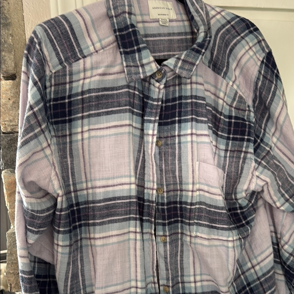 American Eagle Outfitters Plaid Button Down Shirt - Blue and Pink XL